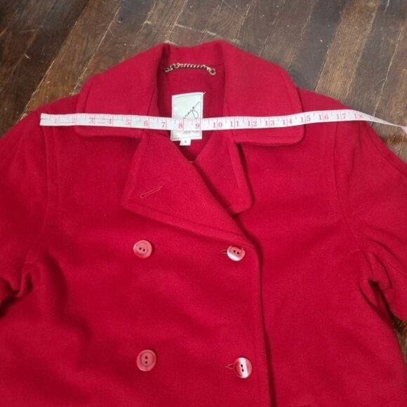 Vintage 80's 90's Barraza Red Wool Double Breasted Peacoat - Picture 9 of 13